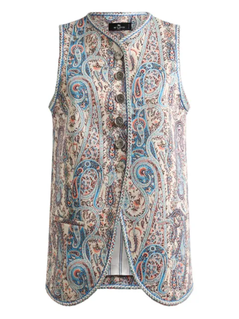 ETRO floral paisley-motif jacquard waistcoat Neutrals WRDA001499JJE22