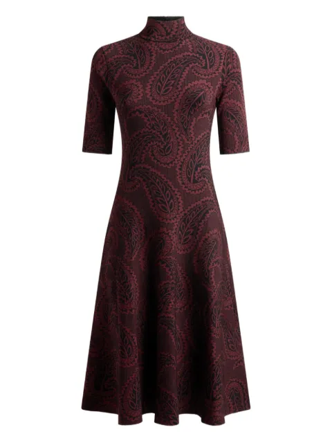 ETRO jacquard midi dress with Paisley foliage motif Red WRKA0057AV832