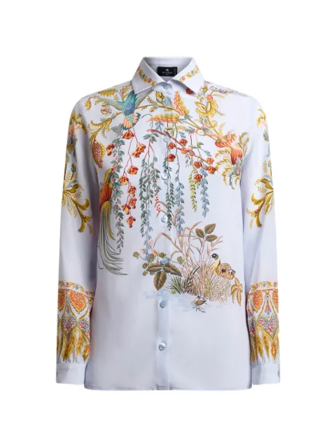 ETRO silk shirt with placed flora and fauna print Blue WRIA0019AKI08