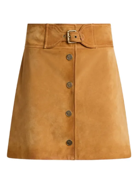 ETRO buckle button suede mini skirt Brown WROE0015AP409