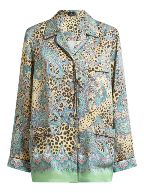 ETRO twill shirt with placed Paisley and animal print Blue WRIA010099SPSI3