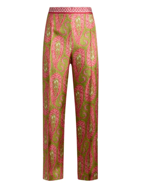 ETRO bootcut trousers with placed Paisley foliage print Green WREA006999SPSJ0