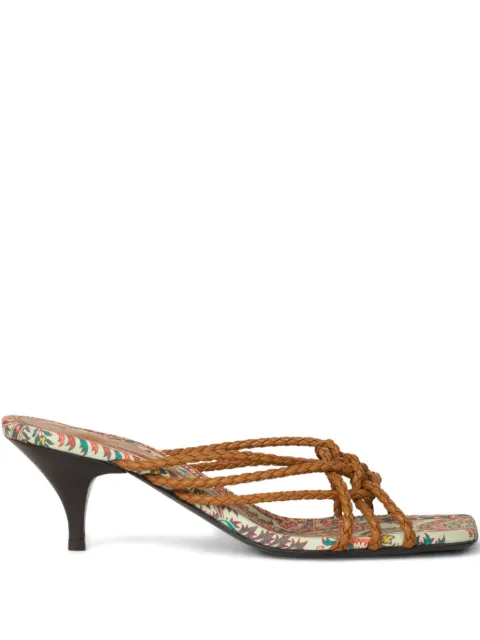 ETRO woven leather kitten-heeled sandals Brown WS4F0037AP446