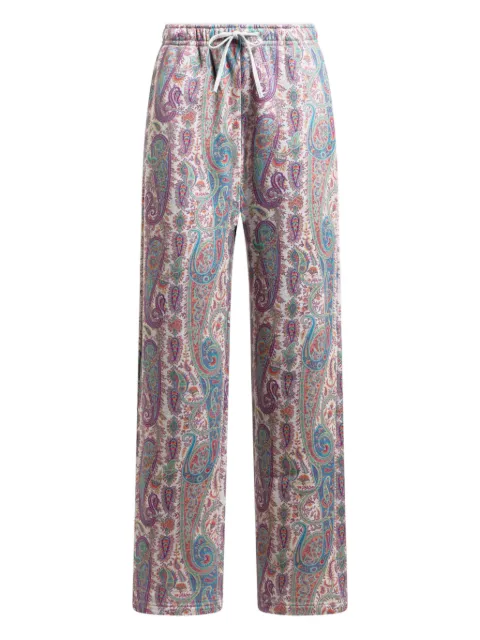 ETRO cotton jogging trousers with Paisley foliage motif Neutrals WRMC0001AKH90