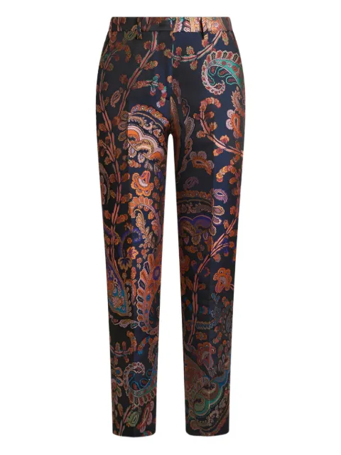 ETRO jacquard floral-paisley cigarette trousers Blue WREA000399TJS82