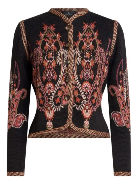 ETRO wool-blend jacquard cropped cardigan with Paisley motif Black WRKP0030AQ326