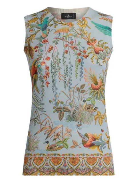 ETRO flora fauna-motif tank top Blue WRKE0238AKF21