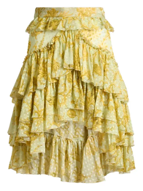 ETRO dotted floral-motif mini skirt Yellow WRFA018599SADI2