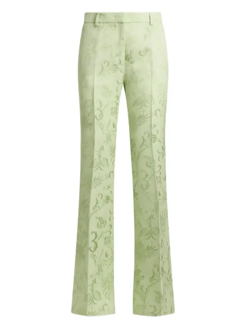 ETRO jacquard bootscut trousers with floral motif Green WREA007099TJ446