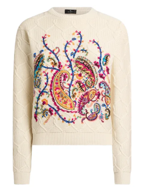 ETRO floral embroidered sweater Neutrals WRKE0252AR443