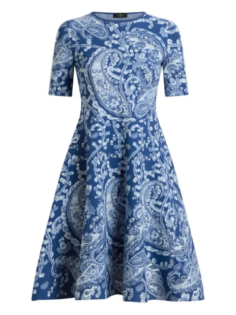 ETRO jacquard knee-length dress with floral Paisley motif Blue WRKA0022AQ332