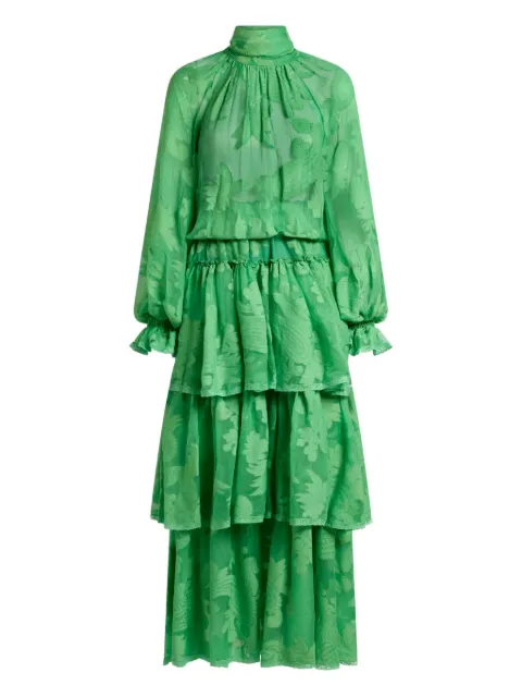 ETRO long dress in silk-blend jacquard with floral Paisley motif Green WRHA057899TJA99