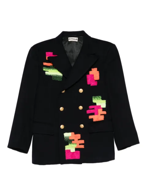 A.N.G.E.L.O. Vintage Upcycling double-breasted embroidered blazer Blue AU450UO