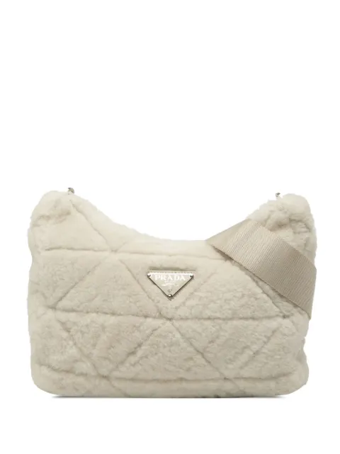 Prada Pre-Owned 2013-2025 Quilted Shearling Padded crossbody bag White CQNPYMDOT6Z4NV6G