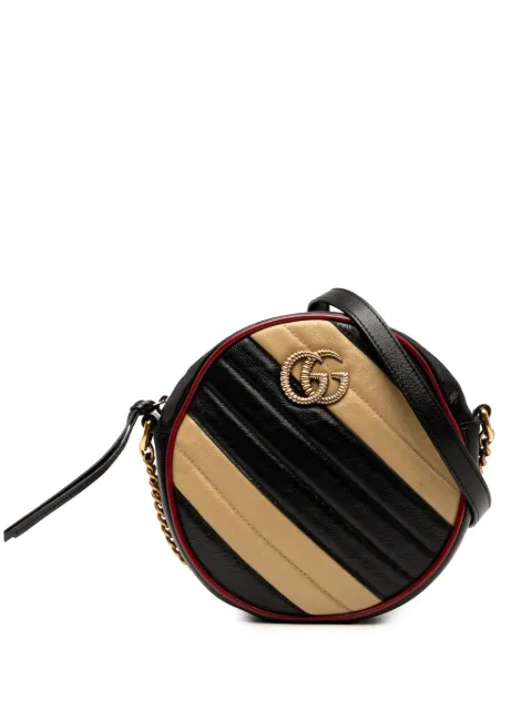 Gucci Pre-Owned 2016-2025 Mini GG Marmont Matelasse Leather Torchon Round crossbody bag Black R5O7NQOTFO51NBO2