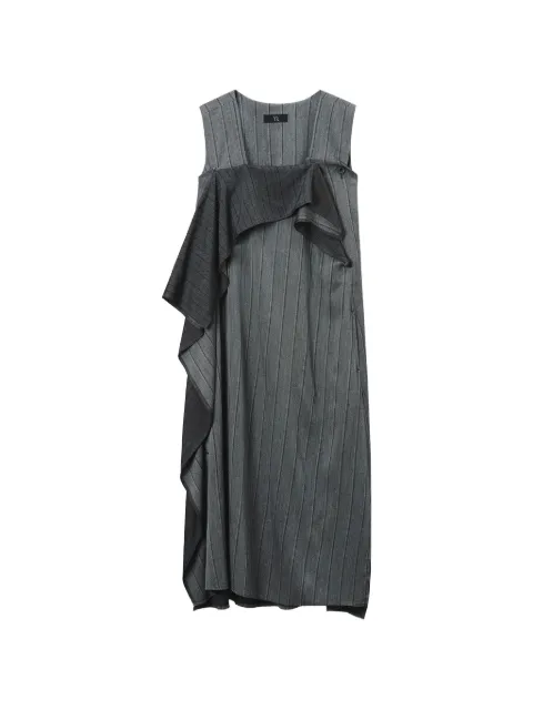 Y's ruffle-detail striped dress Grey YQD11229LIGHTGREY