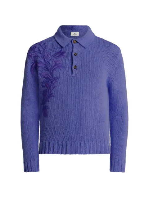 ETRO floral-embroidered polo shirt Purple MRKF0028AR488