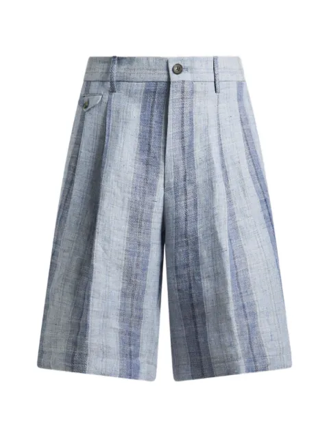 ETRO striped linen shorts Blue MREB001499TR342