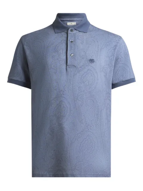 ETRO arnica-motif cotton polo shirt Blue MRMD0004AKF84