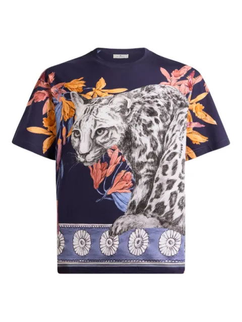 ETRO cotton T-shirt with placed print Blue MRMA0004AKG44