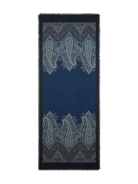 ETRO paisley check motif scarf Blue MATA0068AKG88