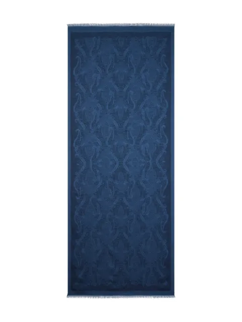 ETRO cotton-blend jacquard scarf with Paisley motif Blue WATA0010AQ348