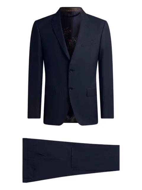 ETRO single-breasted striped wool suit Blue MRGB000699TR271