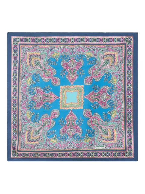 ETRO floral paisley silk pocket square Blue MAUA0004AKG95