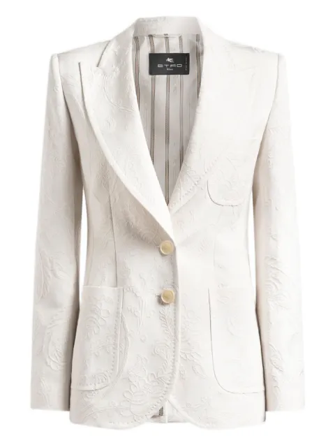 ETRO single-breasted cotton-blend jacquard jacket with Paisley foliage motif White WRCA000999TUEO0