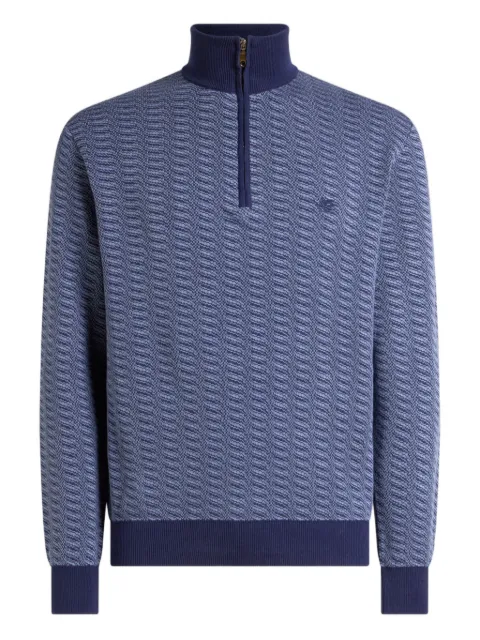 ETRO jacquard zip embroidery sweater Blue MRKF0115AQ415