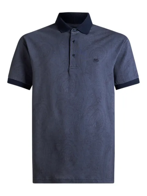 ETRO cotton polo shirt with arnica motif Blue MRMD0004AKF84