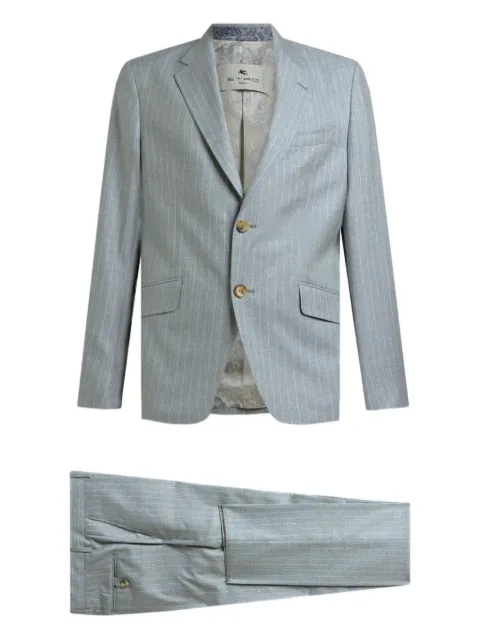 ETRO single-breasted striped wool and cotton suit Blue MRGC000199TR272