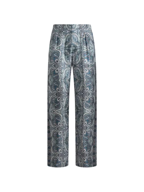 ETRO silk trousers jacket with placed pocket-square paisley print Blue MREA000699SP1O0