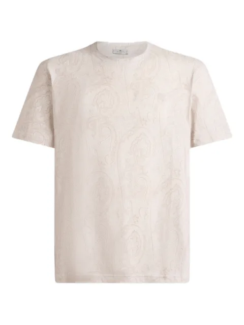 ETRO cotton T-shirt with Arnica motif Neutrals MRMA0002AKG31