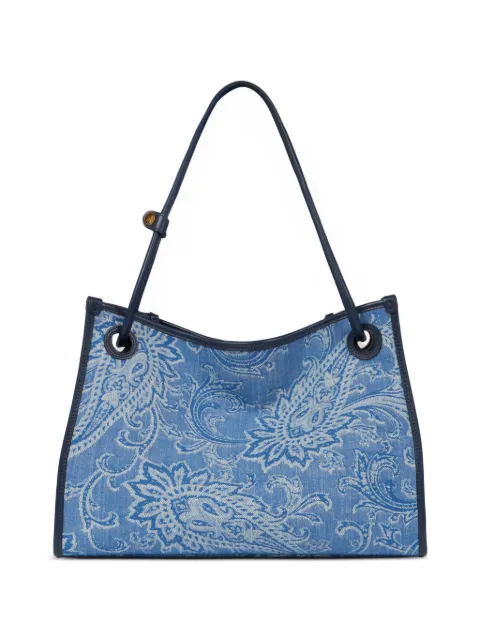 ETRO medium eyes jacquard denim tote bag Blue WP1D0062AQ364