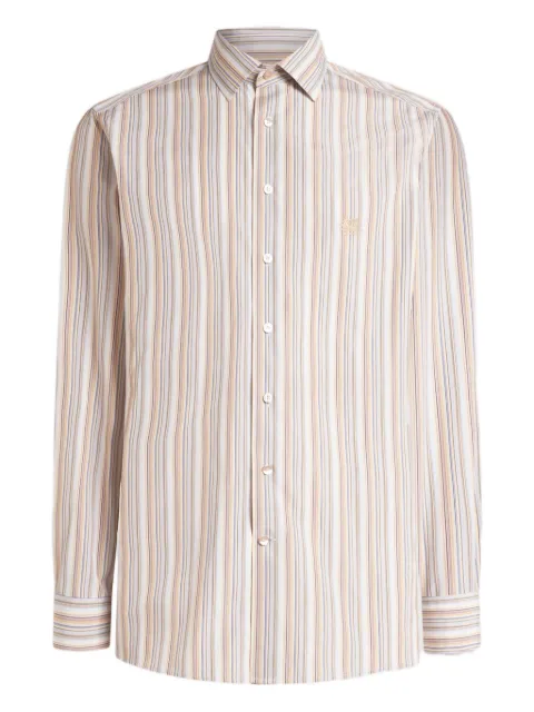 ETRO striped Pegaso-embroidered shirt Neutrals MRIB000299TR590