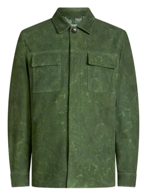 ETRO floral paisley suede jacket Green MROA0022AP416
