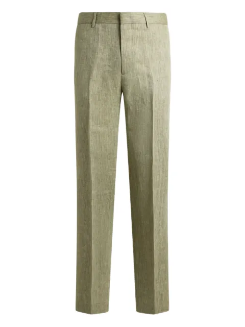ETRO chevron-motif straight-leg trousers Green MRED001499TU3C9