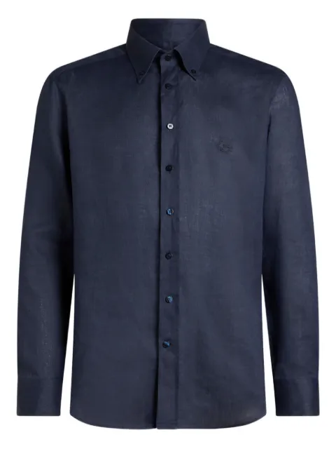 ETRO linen shirt with Pegaso embroidery Blue MRIB000499TU3F3