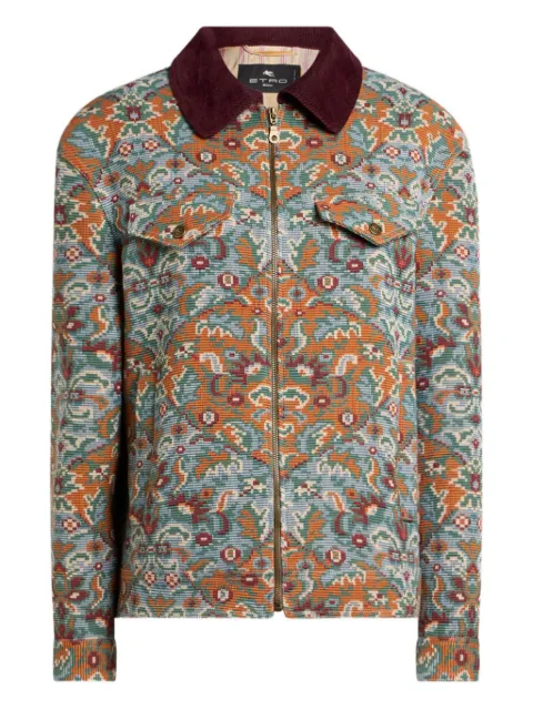 ETRO zip-up floral jacket Blue WRBA008299TJEI4