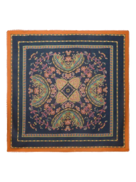 ETRO floral-patterm geometric-motif scarf Blue WAYA0001AKD95