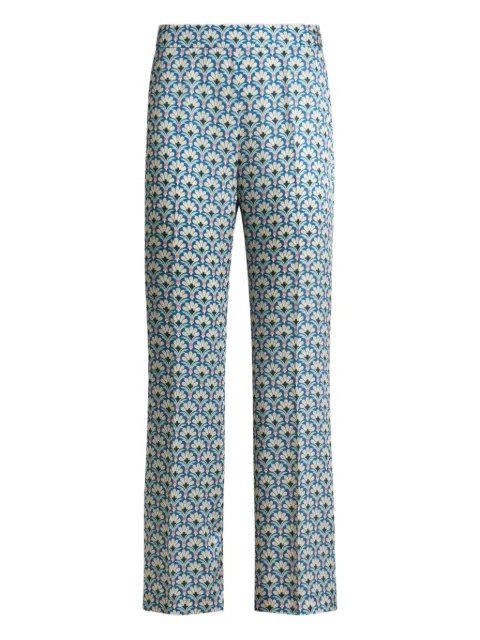 ETRO palm-motif bootcut trousers Blue WREA006999SASV9