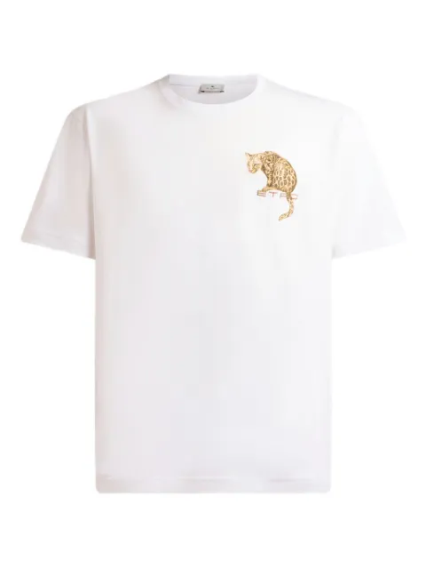 ETRO leopard print embroidery t-shirt White MRMA0002AR465