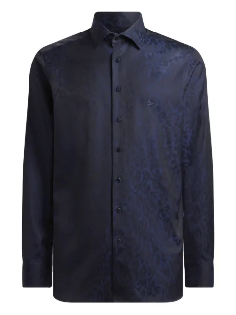 ETRO jacquard animal motif cotton shirt Blue MRIB000299TJ5E9