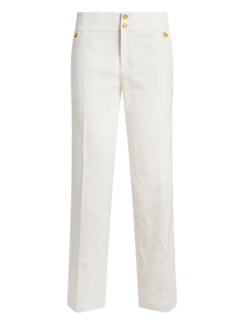 ETRO flared cotton-blend jacquard trousers with Paisley foliage motif White WREA007199TUEO0