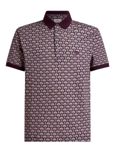 ETRO palm-motif cotton polo shirt Black MRMD0004AKF85