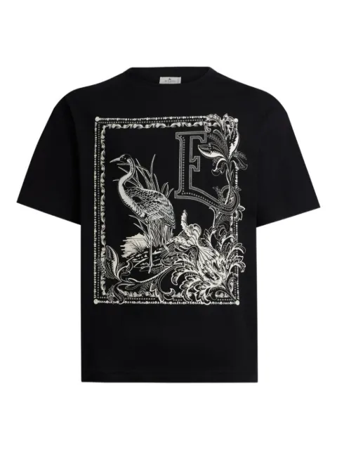 ETRO cotton T-shirt with placed print Black MRMA0004AV901