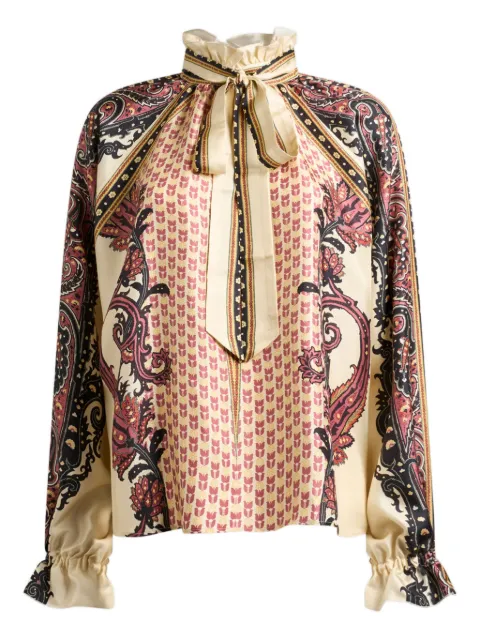 ETRO silk twill blouse with silk scarf and floral geometric motif Neutrals WRJA0157AKF23
