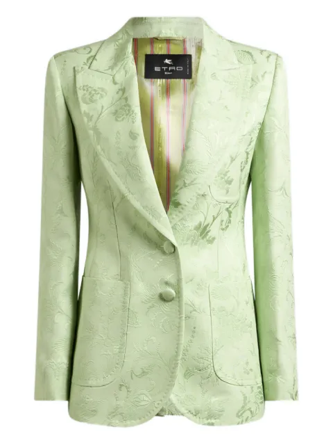 ETRO single-breasted jacquard jacket with floral motif Green WRCA000999TJ446