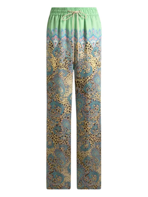 ETRO wide-leg trousers with placed Paisley and animal print Brown WREA007299SPSI5